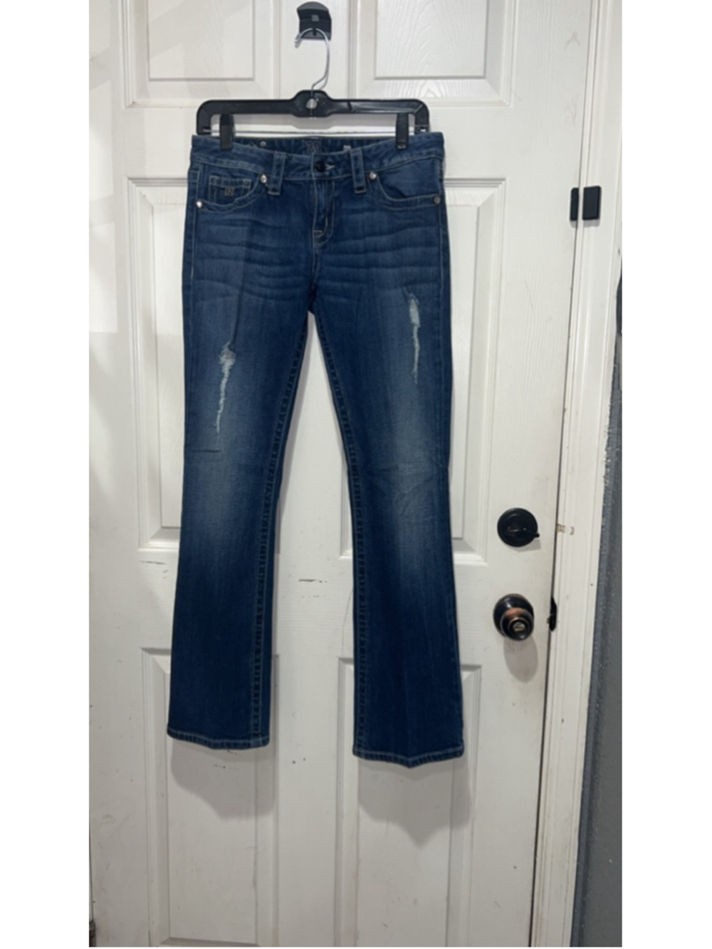 Women's DG Miss Me Blue Distressed Boot Cut Jeans 29